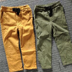 キッズ パンツ 110 マスタードイエロー カーキ 2本セット