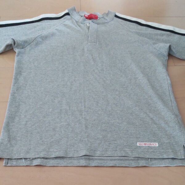 SELF SERVICE ヘンリーネック長袖Tシャツ グレー メンズ