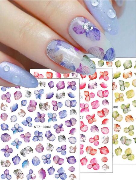 紫陽花ネイルシール 3枚セット