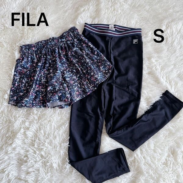 FILA フィラ スポーツ 水陸両用 レギンス&ショートパンツS水着 黒 短パン 女の子 ショートパンツ