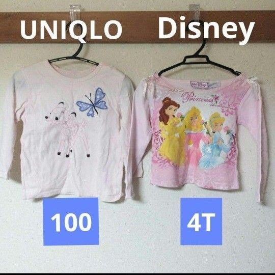 ユニクロ バンビ プリンセス 長袖トップス ロンT 100 ディズニー 女の子