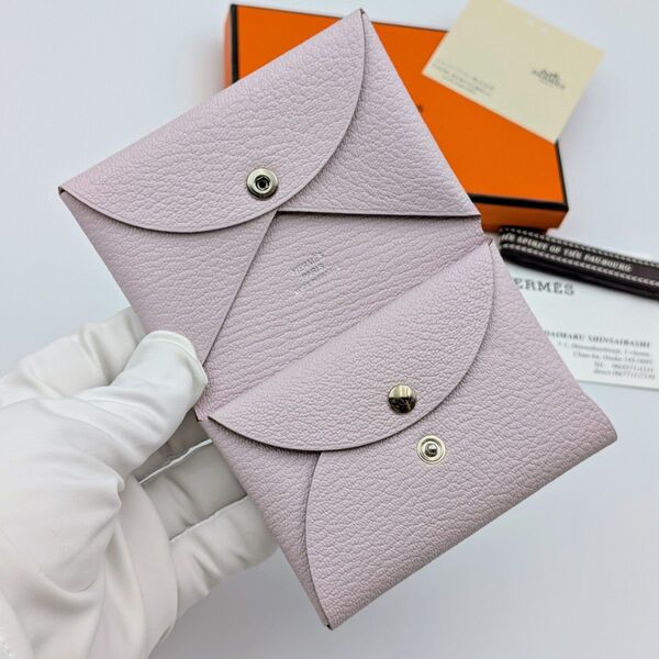 美品 エルメス カルヴィ デュオ シェーブル モーヴペール ピンク B刻印 箱