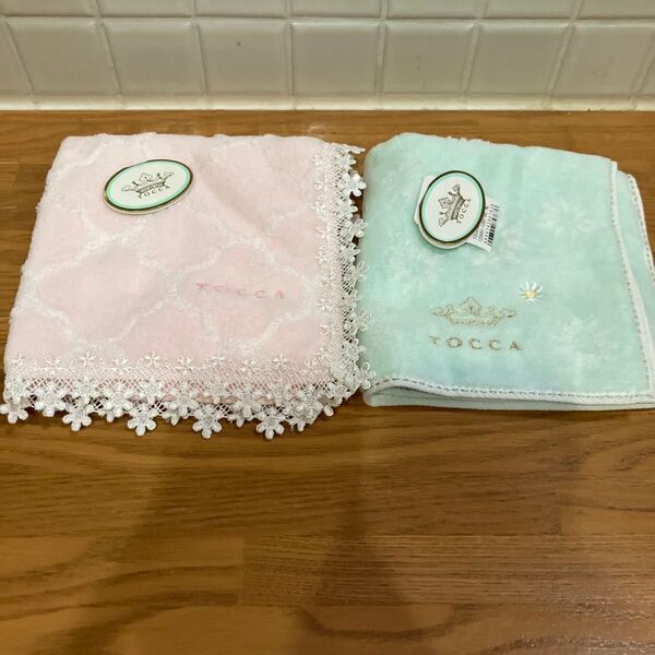 TOCCA タオルハンカチ 2枚セット レース 刺繍 ピンク ミントグリーン