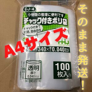 【チャック付きポリ袋】A4サイズ 100枚 圧縮 梱包資材