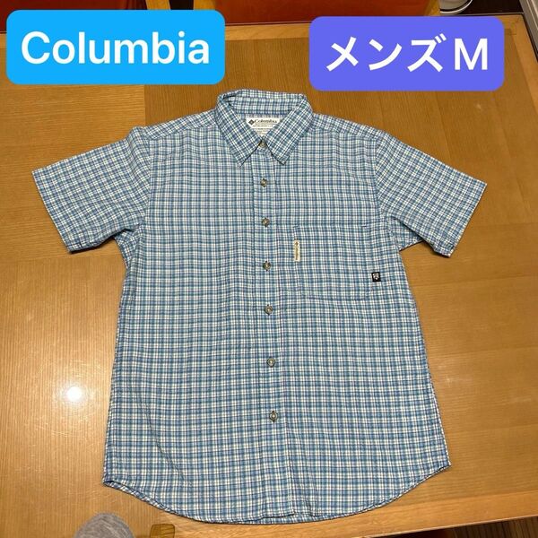 Columbia コロンビア チェックシャツ ボタンダウンシャツ ギンガムチェック 半袖 シャツ アウトドア メンズ M 夏 美品