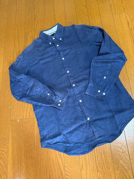 Tommy Hilfiger 長袖シャツ メンズ ブルー Mサイズ 古着