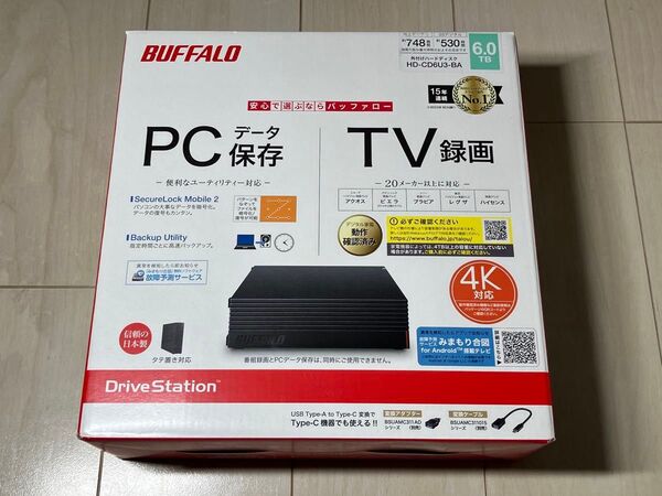BUFFALO 6TB 外付けHDD テレビ録画 東芝製 DT02ABA600V バッファロー 外付けハードディスク