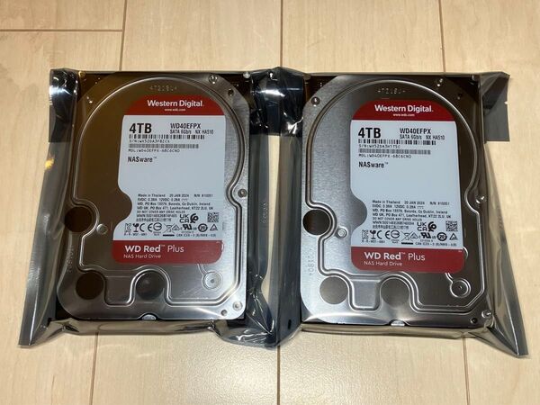 【60時間】 WD 4TB Red Plus WD40EFPX NAS HDD ハードディスク 3.5インチ SATA 2個セット