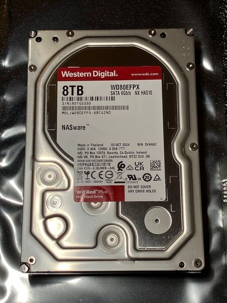 【70時間】 WD 8TB Red Plus WD80EFPX NAS HDD ハードディスク 3.5インチ SATA