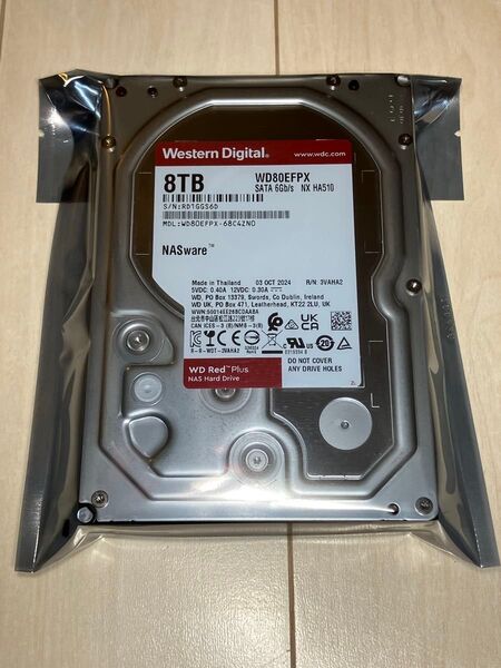 【70時間】 WD 8TB Red Plus WD80EFPX NAS HDD ハードディスク 3.5インチ SATA
