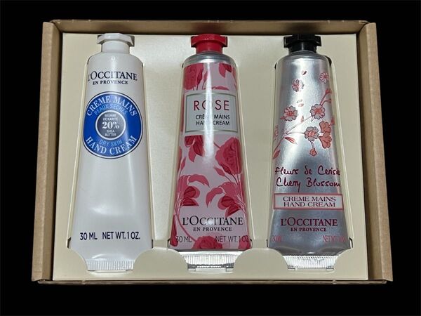 新品未使用 L'OCCITANE ハンドクリーム 30ml 3本セット シアバター20%,ローズ,チェリーブロッサム ロクシタン