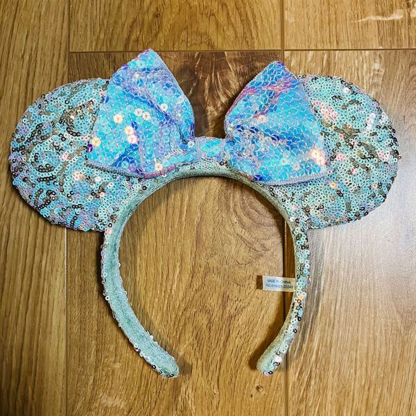 ディズニー スパンコール カチューシャ ミニー水色 ブルー系