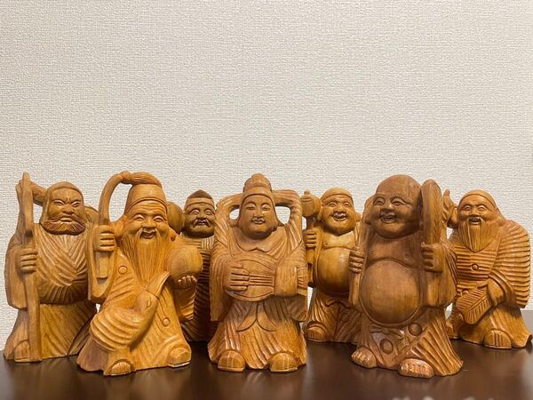 木彫り 七福神 7体セット まとめ売り 置物 縁起物