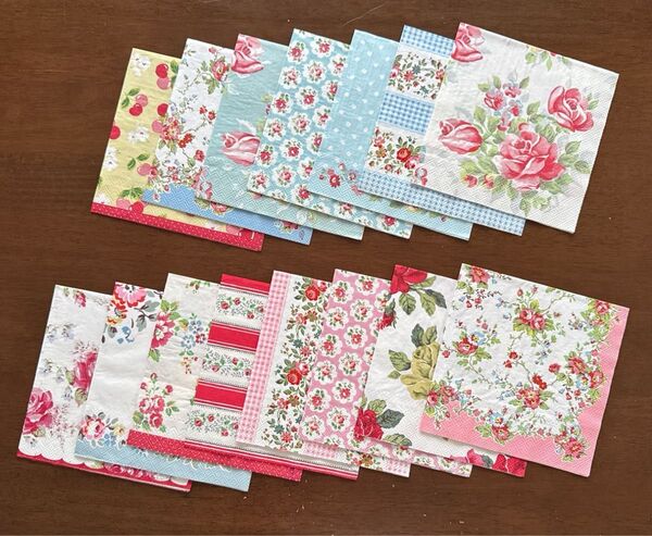 キャスキッドソン ペーパーナプキン 15枚 まとめ売り 花柄 さくらんぼ柄 ドット チェック デコパージュ クラフト ハンドメイド