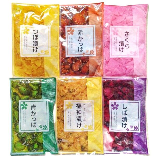 漬物詰め合わせ 各 300g 6袋セット 合計1800g しば漬け 福神漬け 青かっぱ 赤かっぱ つぼ漬け さくら漬け