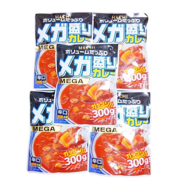 ハチ食品 ボリュームたっぷりメガ盛りカレー 辛口 300g5袋セット レトルトカレー MEGA 辛党 激辛 カレーライス