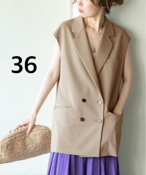 NOBLE ツイルクロス ジレ ベスト ノースリーブジャケット 36 日本製