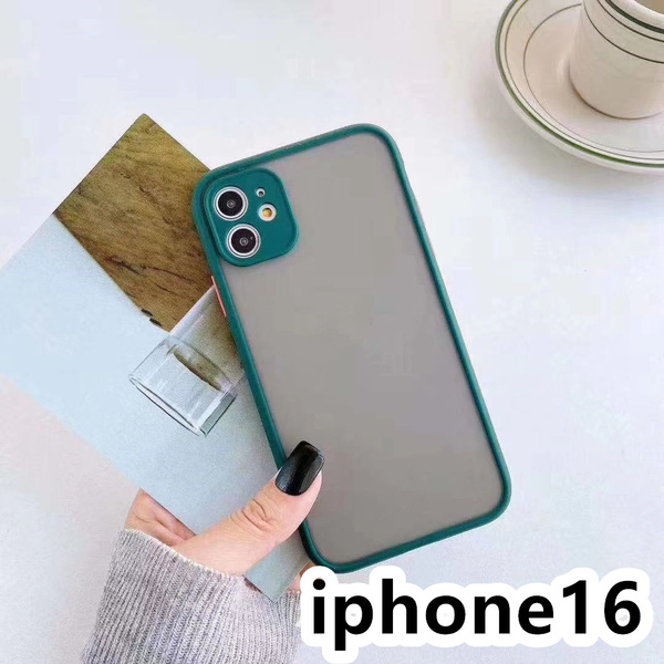 iphone16ケース カーバー TPU 可愛い お洒落 韓国 マット 緑 軽量 ケース 耐衝撃 高品質393