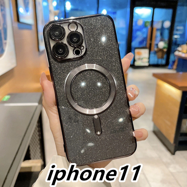 iphone11ケース TPU お洒落 軽量 ケース 耐衝撃 無線 磁気 ワイヤレス充電 ブラック