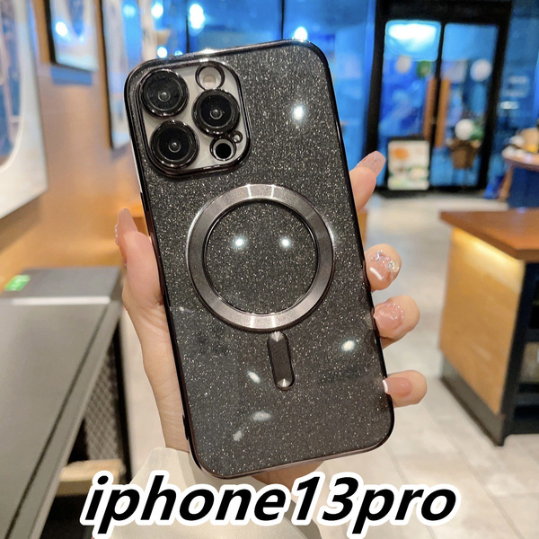 iphone13proケース TPU お洒落 軽量 ケース 耐衝撃 無線 磁気 ワイヤレス充電 ブラック