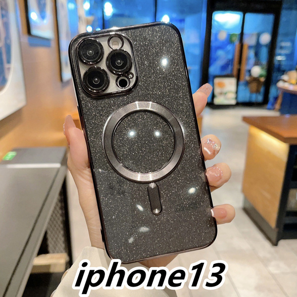 iphone13ケース TPU 軽量 お洒落 ケース 耐衝撃 無線 磁気 ワイヤレス充電 ブラック