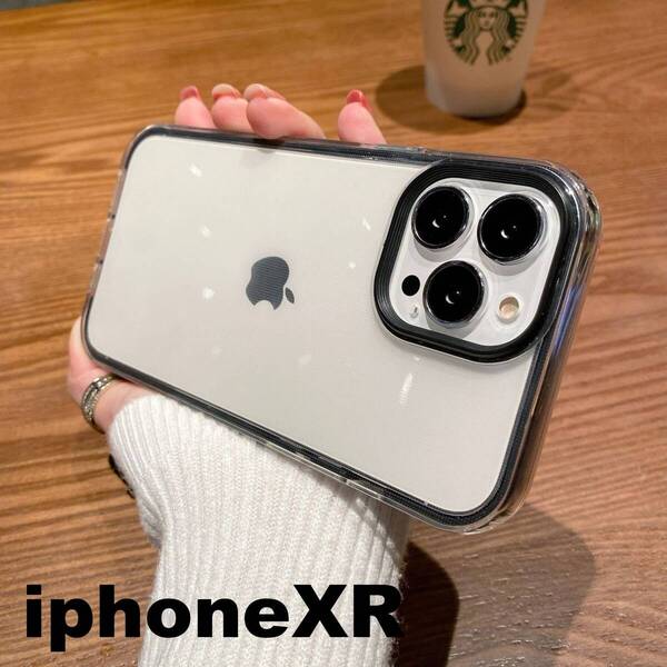 iphoneXRケース カーバー TPU 可愛い お洒落 韓国 ブラック 黒 軽量 ケース 耐衝撃683