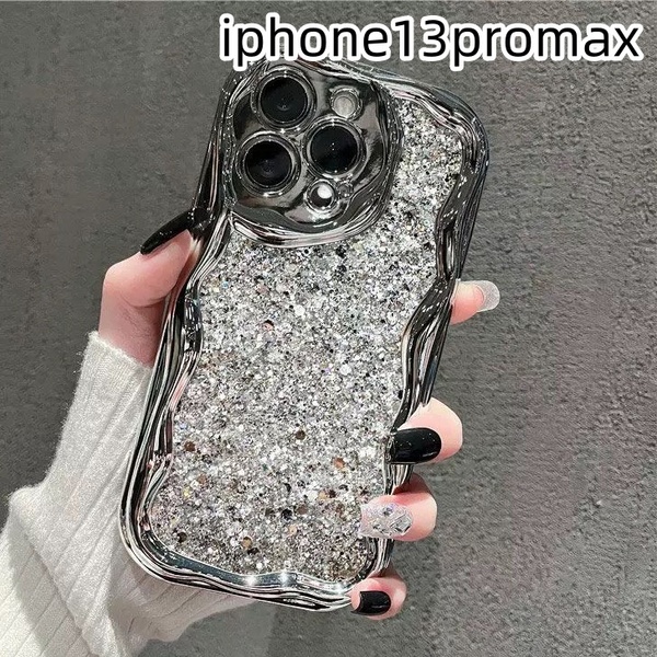 iphone13promaxケース カーバー キラキラ お洒落 韓国 軽量 ケース 耐衝撃 高品質 シルバーQ1