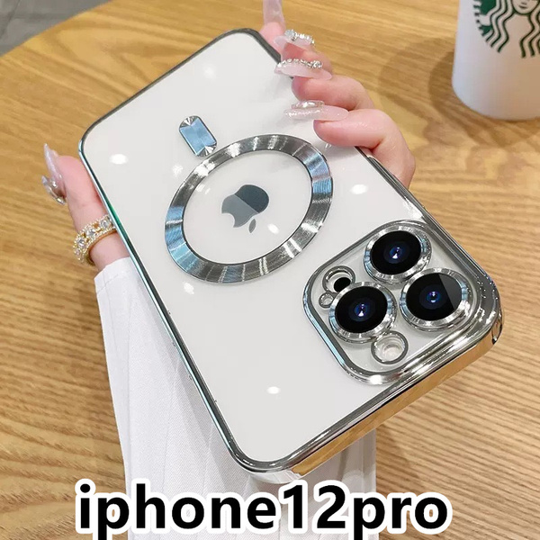 iphone12proケース TPU 軽量 ケース 耐衝撃 無線 磁気 ワイヤレス充電 シルバー