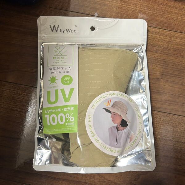 Wpc. 帽子 UVカット サファリハット 遮光 撥水加工 軽量 紐付き ベージュ