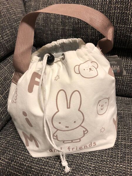 新品B品 ミッフィー 帆布 保冷 保温ミニトートバッグ 巾着 miffy