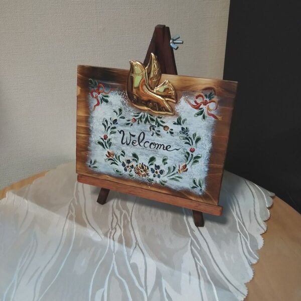 インテリア ハンドメイド 鳥や花 ウェルカムボード(類似カテゴリー変更相談可能です)