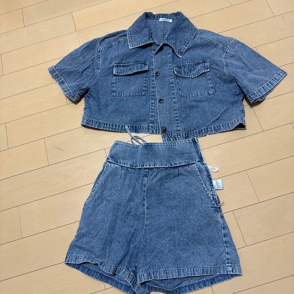 オリーブでオリーブ OLIVE des OLIVE デニムセットアップ 上下セット ブルー F