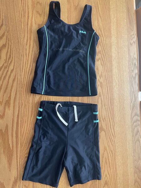 FILA 水着 150 上下セット ブラック 黒 キッズ 子供 女の子 女児 セパレート
