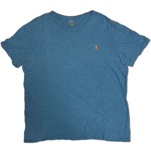 【Used】Polo Ralph Lauren ポロラルフローレン ワンポイント刺繍ロゴTシャツ L 青 ブルー 古着