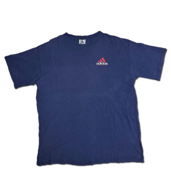 【Used】adidas アディダス フットボール サッカー クルーネックTシャツ XL 紺 ネイビー メキシコ製 古着