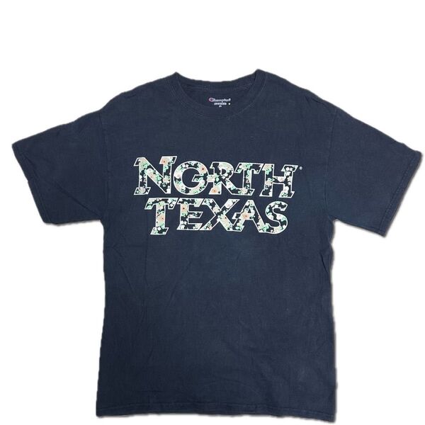 【Used】Champion チャンピオン NORTH TEXAS クルーネックTシャツ M 紺 ネイビー 古着
