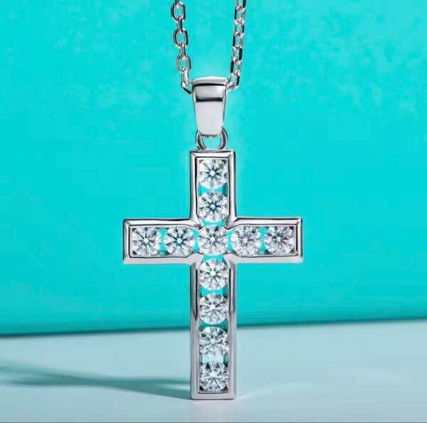 最高品質モアサナイト モアッサナイト クロスネックレス 2.2ct