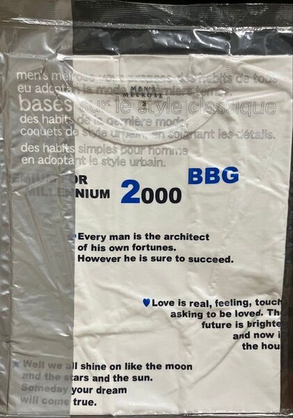 【MEN'S MELROSE】MILLENIUM 2000 BBG メンズ Tシャツ ホワイト 未使用 サイズ3