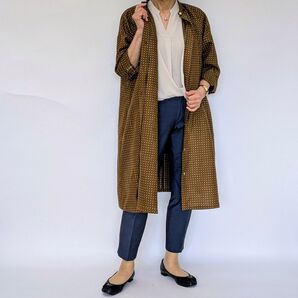 着物リメイク 前開きワンピース ジャケットとしても 上品紬反物から