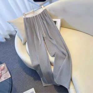 レディース スウェット ワイドパンツ イージーパンツ ゆったり ストリート グレー 灰色 バイカラー