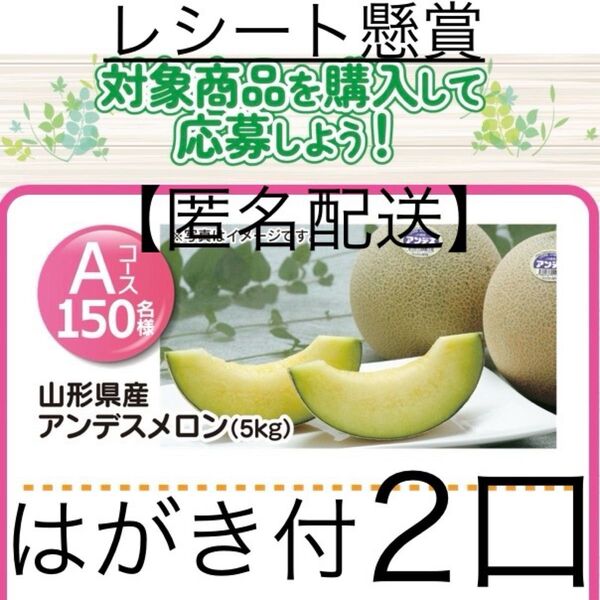 懸賞応募 2口分 アンデスメロン5kgが抽選で当たるキャンペーン レシート応募【匿名配送】