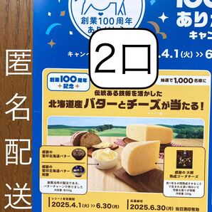 懸賞応募 雪印メグミルク バターとチーズが当たるキャンペーン 2口 応募はがき付き