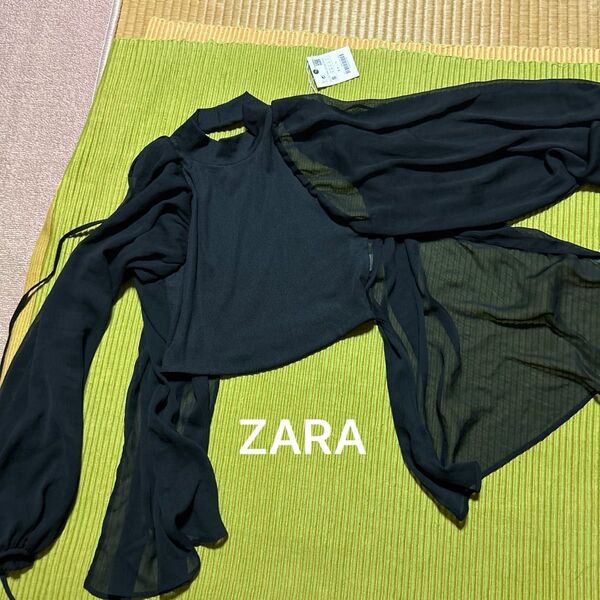 ZARA トップス 黒 シースルー S 未使用