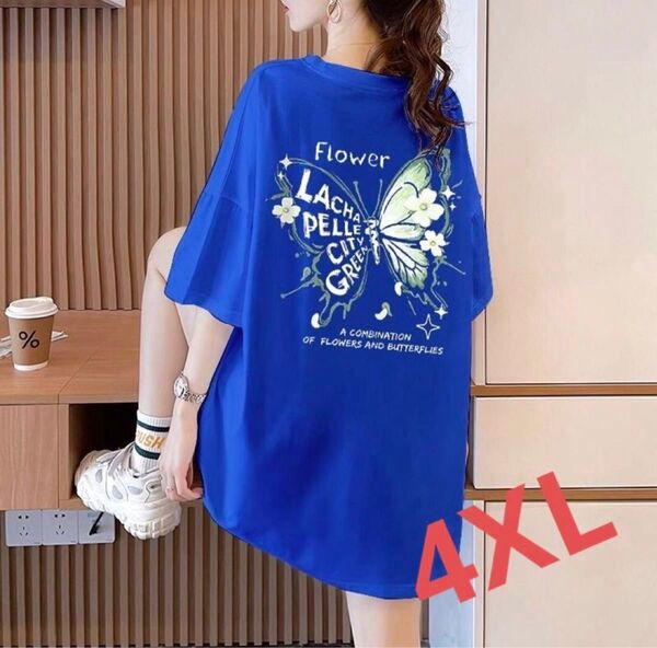 LUFA040 半袖tシャツ 大きいサイズレディース ビッグtシャツ 綿 蝶々柄