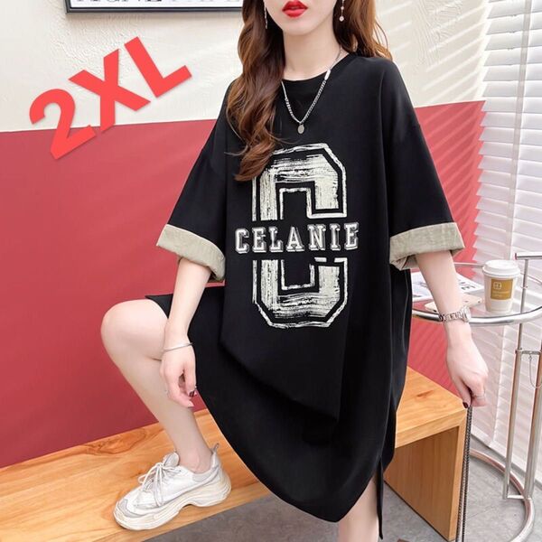 LWEA014レディース Tシャツワンピース 夏 ゆったり 半袖 大きいサイズ