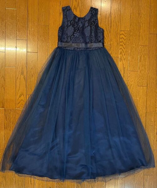 フォーマルドレス★女の子★子供★ネイビー★刺繍 レース★発表会 結婚式★青★ブルー★