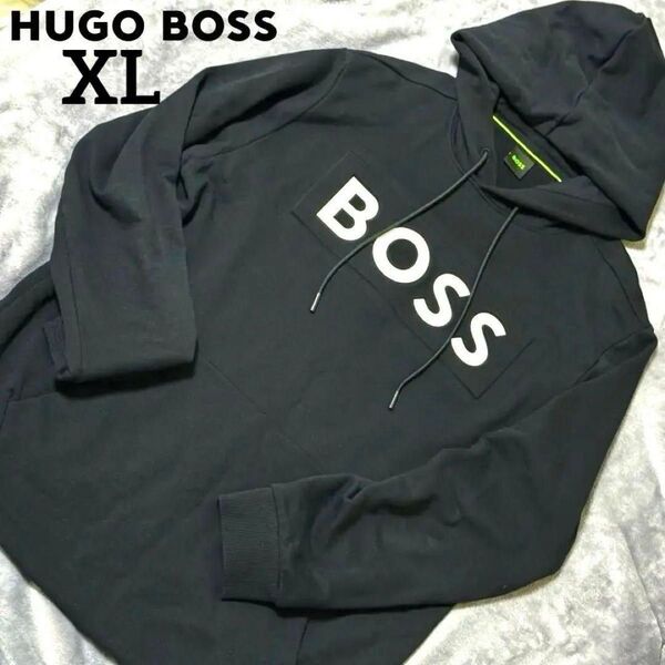 HUGO BOSS XL 大谷翔平着用 パーカー 立体ロゴ ブラック 黒 現行品 ヒューゴボス フーディ プルオーバー 美品