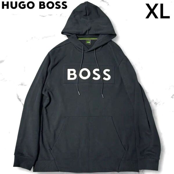 HUGO BOSS XL 大谷翔平着用 パーカー 立体ロゴ ブラック 黒 現行品 ヒューゴボス フーディ プルオーバー 美品