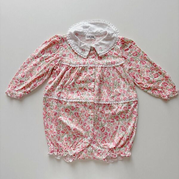美品 CELINE セリーヌ ベビー 80㎝ ロンパース 女の子 ベビー服 ピンク 花柄