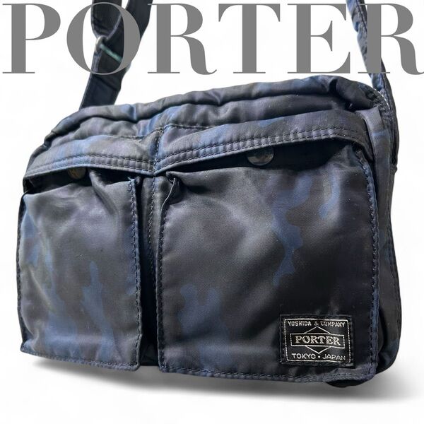 【超希少品】 PORTER ポーター TANKER タンカー 30周年 カモフラ 迷彩 ショルダーバッグ 2層 2室 斜め掛け